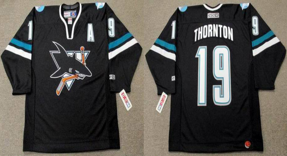 2019 Men San Jose Sharks #19 Thornton black CCM NHL jersey 